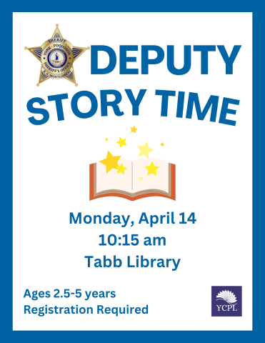 Words "Deputy Story Time" in blue on white background