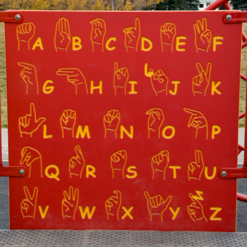 Sign containing the sign language alphabet