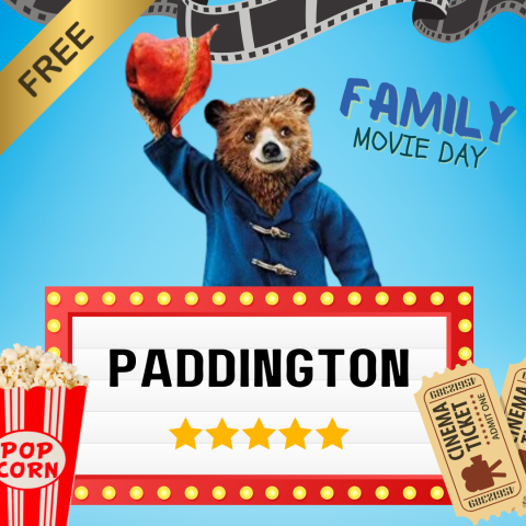 words "Paddington" with image of bear