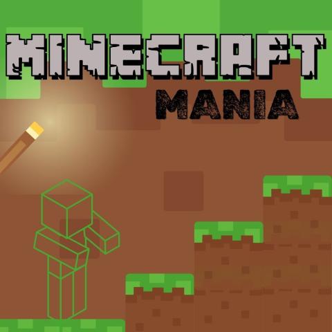 words "Minecraft Mania" with Minecraft images