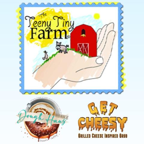 words "Teeny Tiny Farm" with logos from food trucks