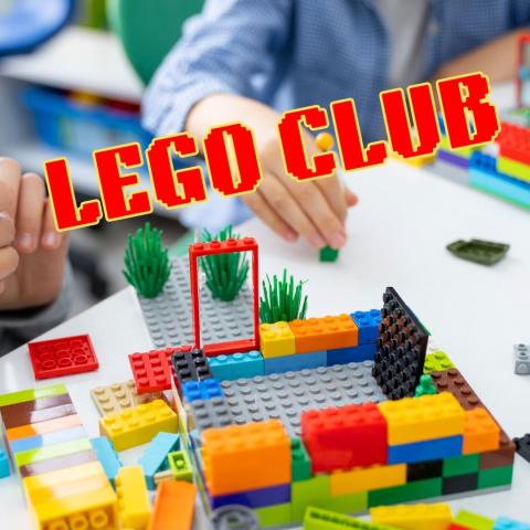 a pic of a child playing with lego with the words LEGO Club