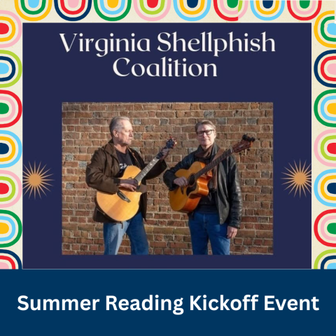 Virginia Shellphish Coalition band photo with Summer Reading graphics