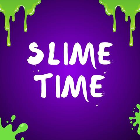 purple background with green slime. 